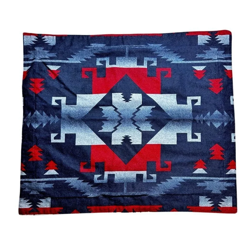 Ralph Lauren Cartwright Blue Aztec Pillow Shams Valance VTG Set of 4
